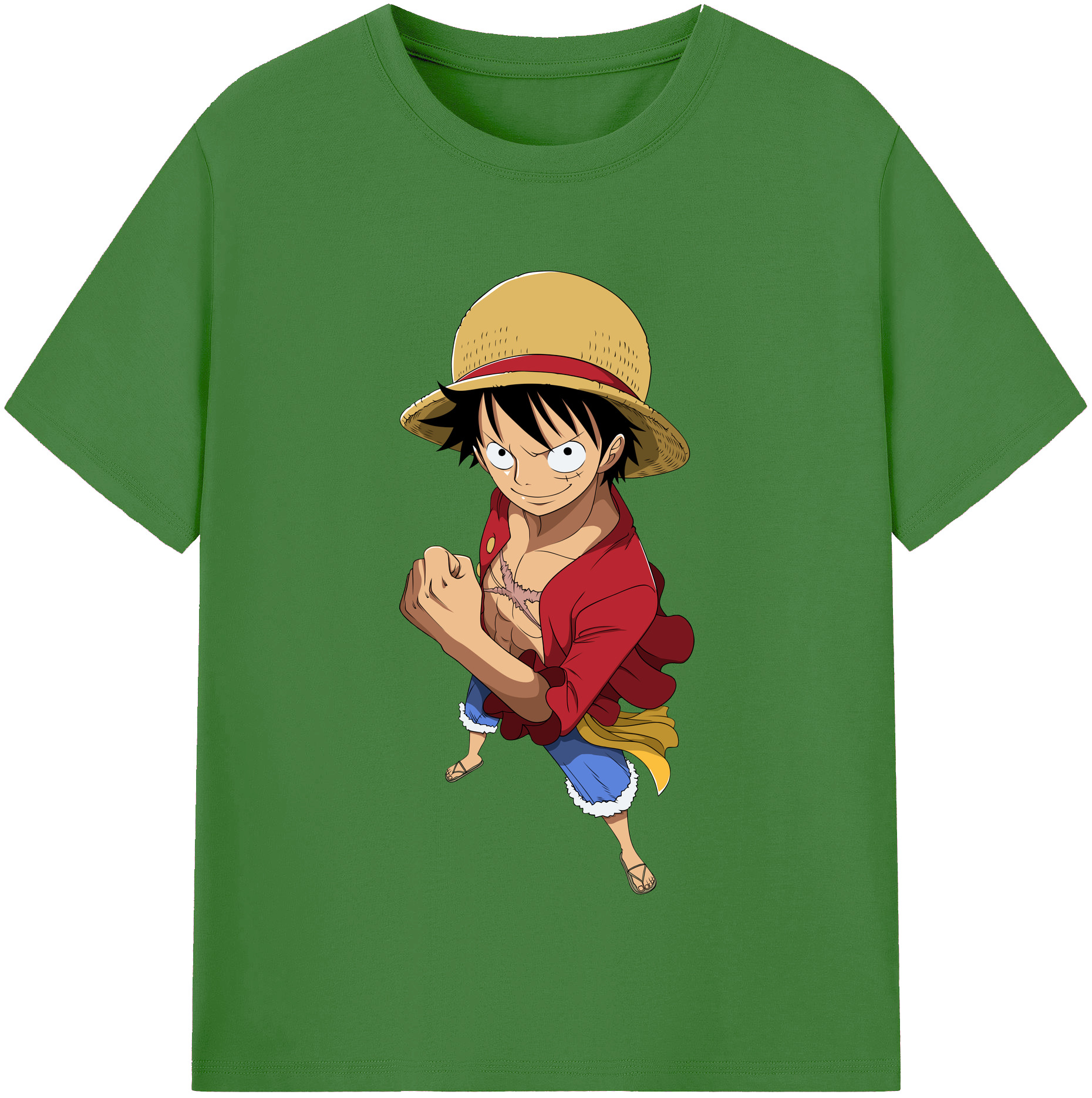 ワンピース モンキー・D・ルフィ ONE PIECE Monkey D. Luffy レディースカジュアルプリントTシャツ（綿100％）